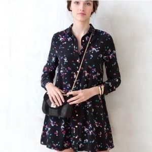 Sezane navy patterned shirt dress sz 36